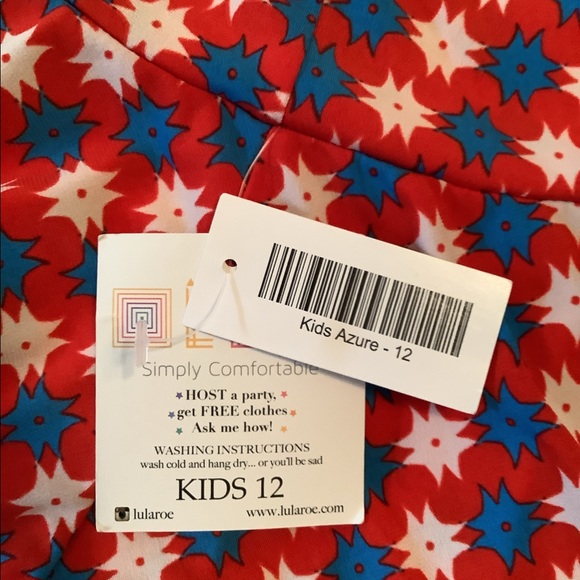 Lularoe girls skirt NWT Azure size 12 red white blue stretchy hang dry.❤️ - Picture 8 of 11